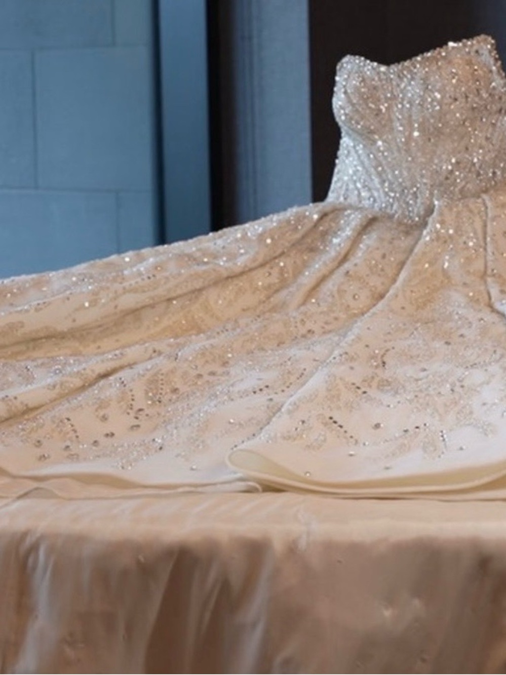 Stunning Beaded Strapless Wedding Gown in Ivory